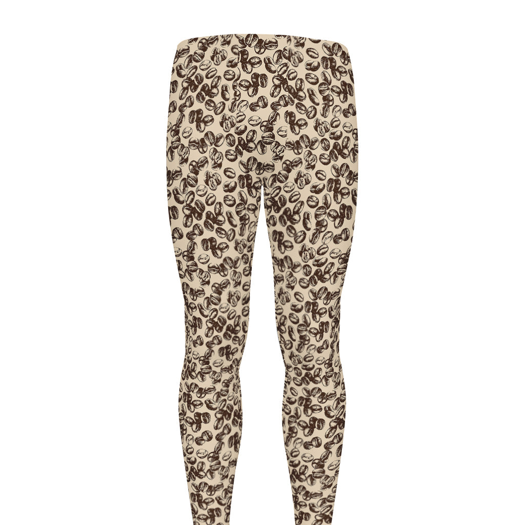 Vintage Coffee Bean Pattern Print Men's leggings