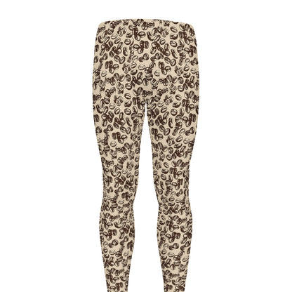 Vintage Coffee Bean Pattern Print Men's leggings