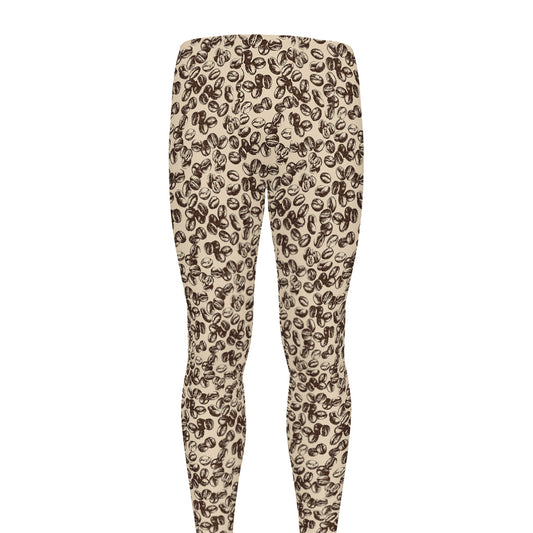 Vintage Coffee Bean Pattern Print Men's leggings