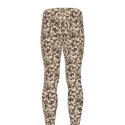 Vintage Coffee Bean Pattern Print Men's leggings