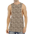 Vintage Coffee Bean Pattern Print Men's Muscle Tank Top