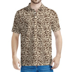 Vintage Coffee Bean Pattern Print Men's Polo Shirt