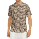 Vintage Coffee Bean Pattern Print Men's Short Sleeve Rash Guard