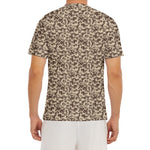 Vintage Coffee Bean Pattern Print Men's Short Sleeve Rash Guard