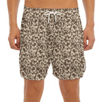 Vintage Coffee Bean Pattern Print Men's Split Running Shorts
