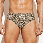 Vintage Coffee Bean Pattern Print Men's Swim Briefs