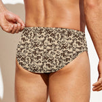 Vintage Coffee Bean Pattern Print Men's Swim Briefs
