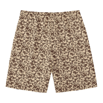 Vintage Coffee Bean Pattern Print Men's Swim Trunks
