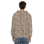 Vintage Coffee Bean Pattern Print Men's Velvet Pullover Hoodie