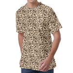 Vintage Coffee Bean Pattern Print Men's Velvet T-Shirt