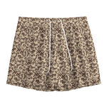 Vintage Coffee Bean Pattern Print Mesh Shorts