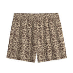 Vintage Coffee Bean Pattern Print Mesh Shorts
