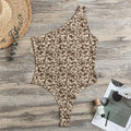 Vintage Coffee Bean Pattern Print One Shoulder Bodysuit