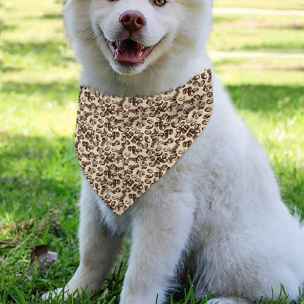 Vintage Coffee Bean Pattern Print Over The Collar Dog Bandana