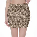 Vintage Coffee Bean Pattern Print Pencil Mini Skirt