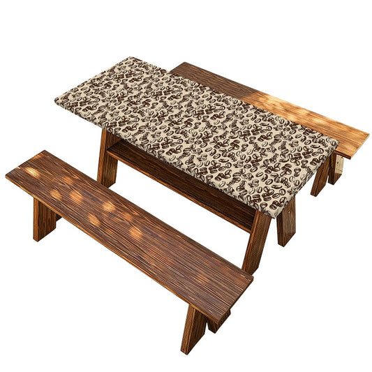 Vintage Coffee Bean Pattern Print Picnic Table Cover
