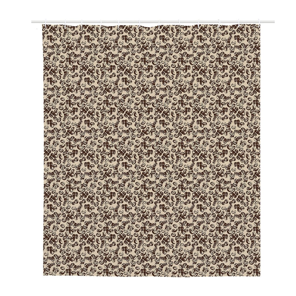 Vintage Coffee Bean Pattern Print Polyester Shower Curtain