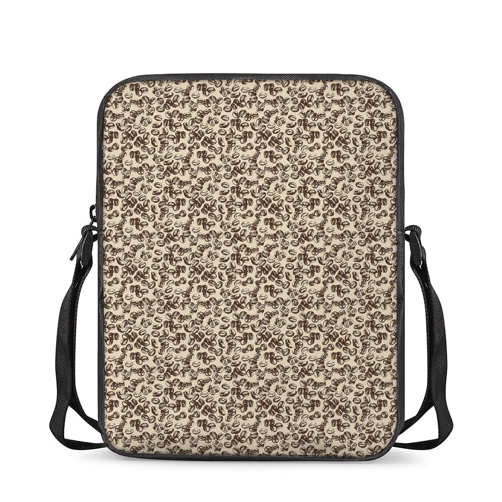 Vintage Coffee Bean Pattern Print Rectangular Crossbody Bag