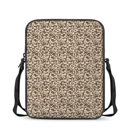 Vintage Coffee Bean Pattern Print Rectangular Crossbody Bag