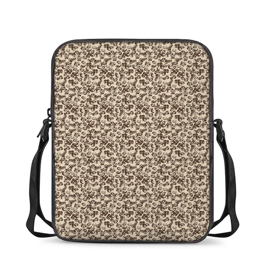 Vintage Coffee Bean Pattern Print Rectangular Crossbody Bag