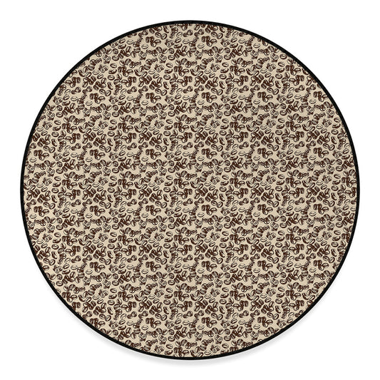 Vintage Coffee Bean Pattern Print Round Floor Mat
