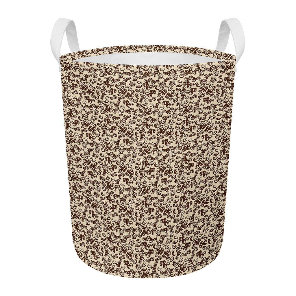 Vintage Coffee Bean Pattern Print Round Laundry Basket
