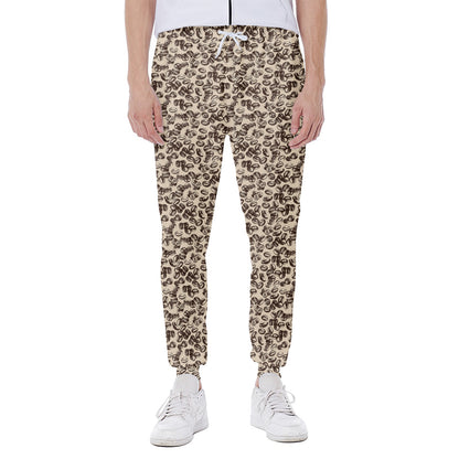 Vintage Coffee Bean Pattern Print Scuba Joggers