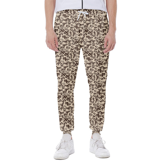 Vintage Coffee Bean Pattern Print Scuba Joggers
