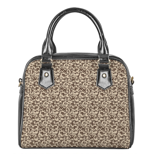 Vintage Coffee Bean Pattern Print Shoulder Handbag