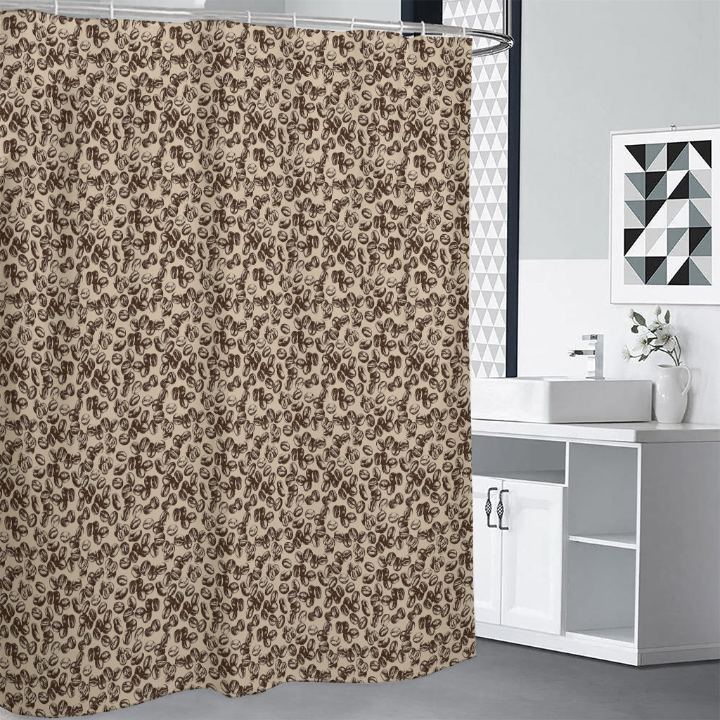 Vintage Coffee Bean Pattern Print Shower Curtain