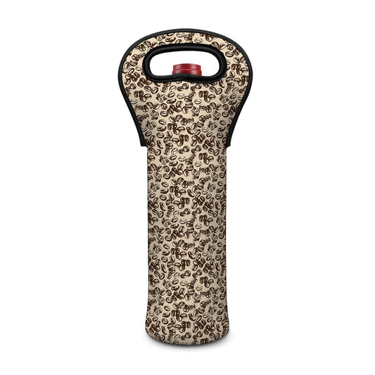 Vintage Coffee Bean Pattern Print Single Neoprene Wine Tote
