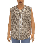 Vintage Coffee Bean Pattern Print Sleeveless Baseball Jersey
