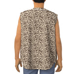 Vintage Coffee Bean Pattern Print Sleeveless Baseball Jersey