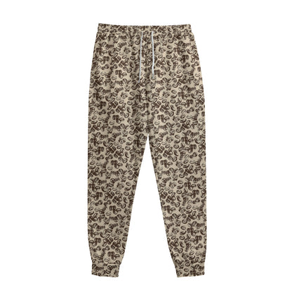 Vintage Coffee Bean Pattern Print Sweatpants