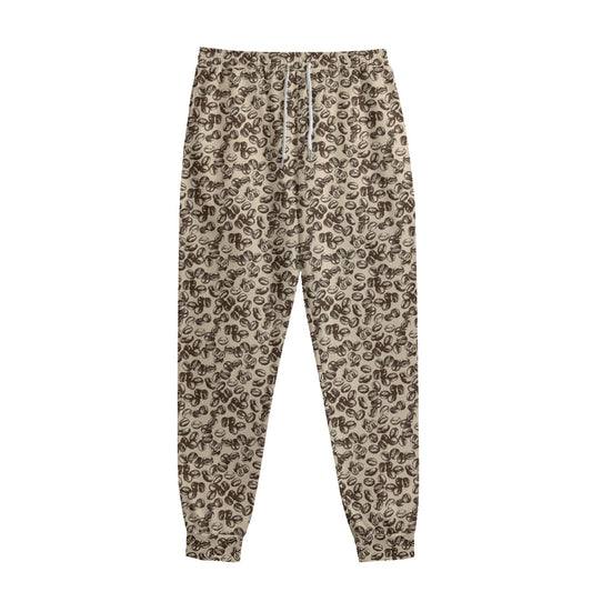 Vintage Coffee Bean Pattern Print Sweatpants