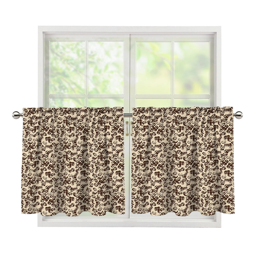 Vintage Coffee Bean Pattern Print Tier Curtains