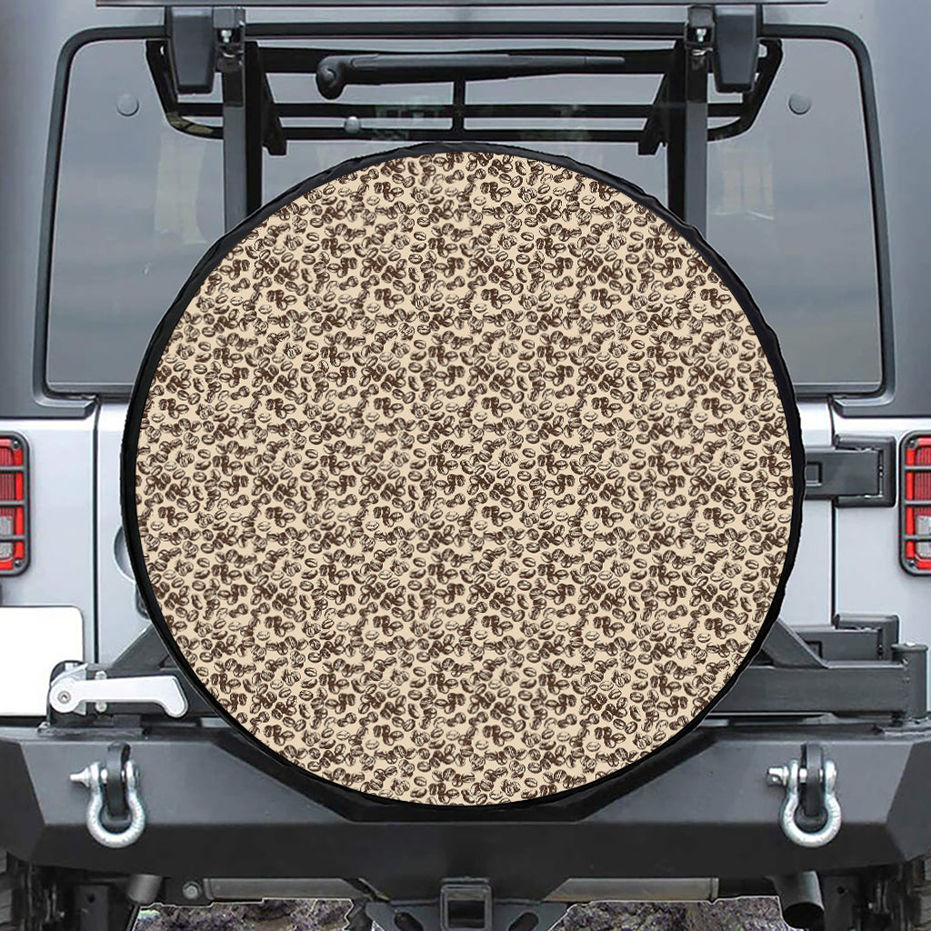 Vintage Coffee Bean Pattern Print Tire Cover