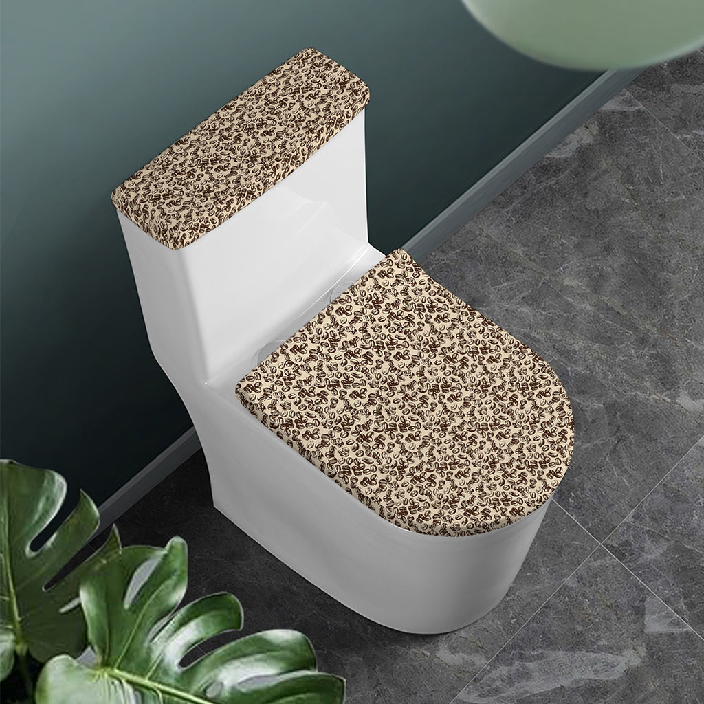 Vintage Coffee Bean Pattern Print Toilet Lid And Tank Cover Set