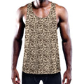 Vintage Coffee Bean Pattern Print Men's Workout Tank Top