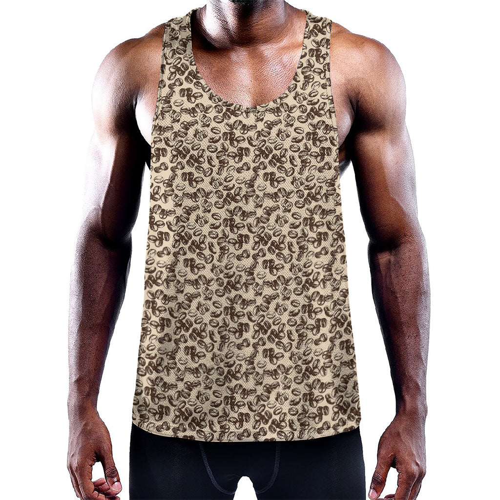 Vintage Coffee Bean Pattern Print Training Tank Top