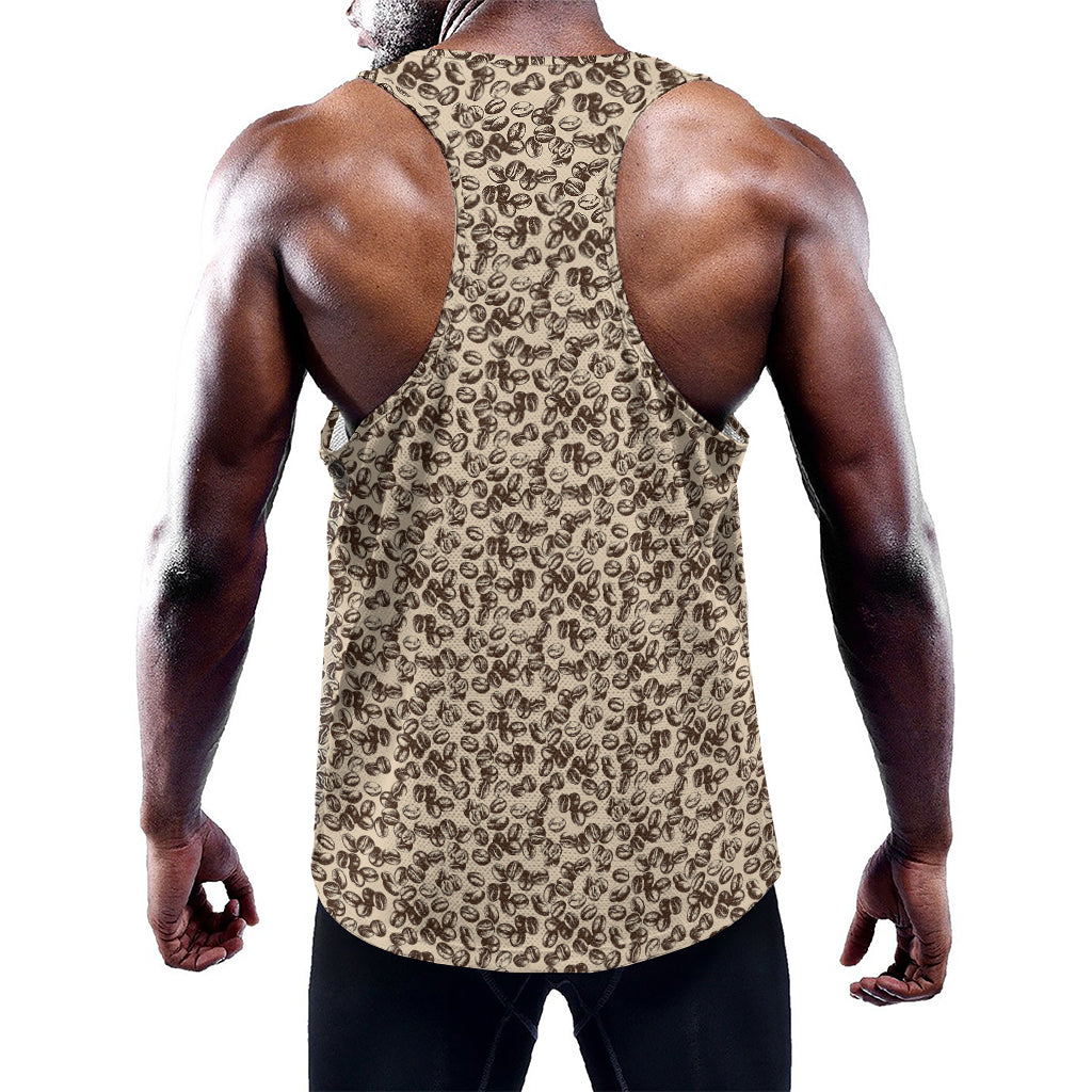 Vintage Coffee Bean Pattern Print Training Tank Top