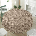 Vintage Coffee Bean Pattern Print Waterproof Round Tablecloth