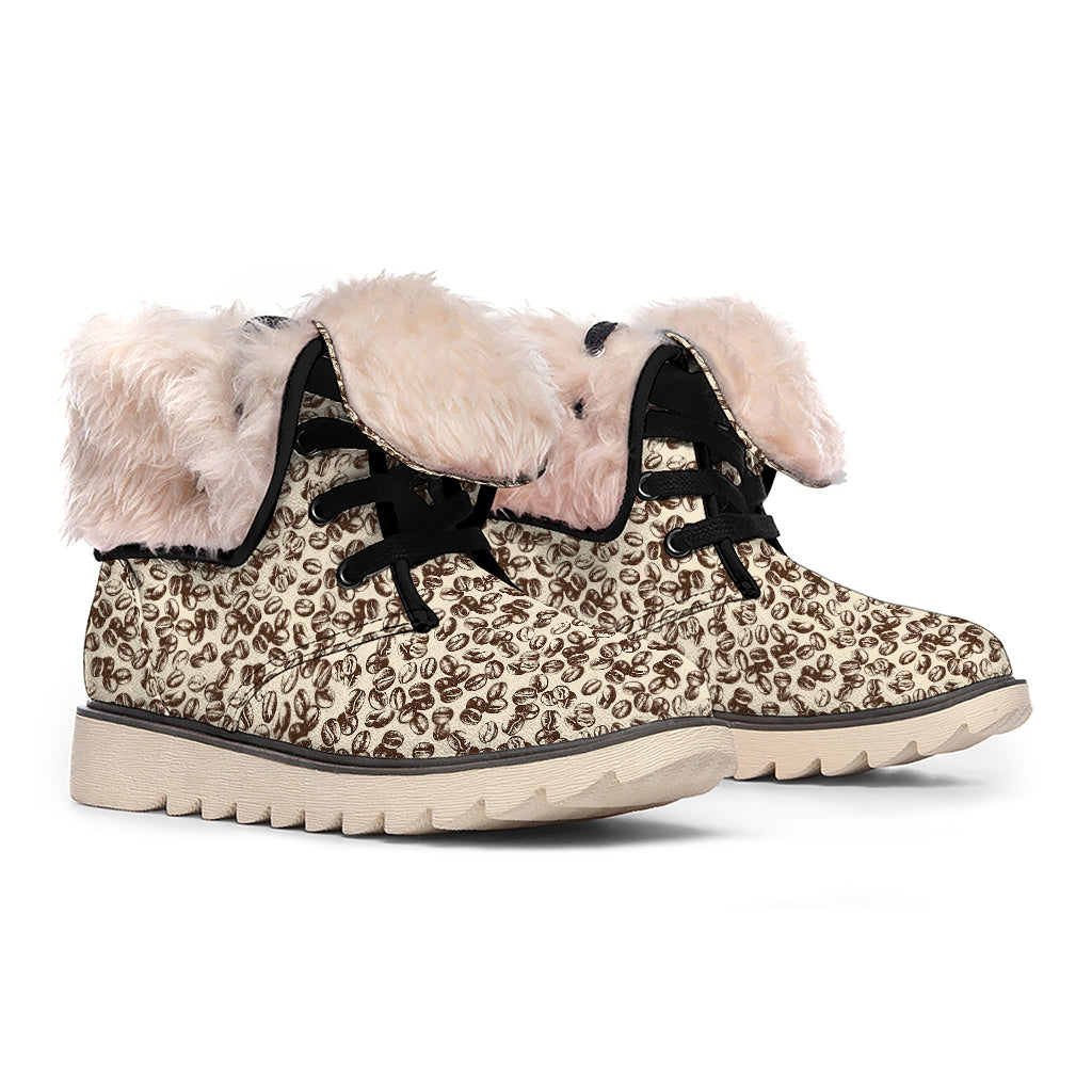 Vintage Coffee Bean Pattern Print Winter Boots