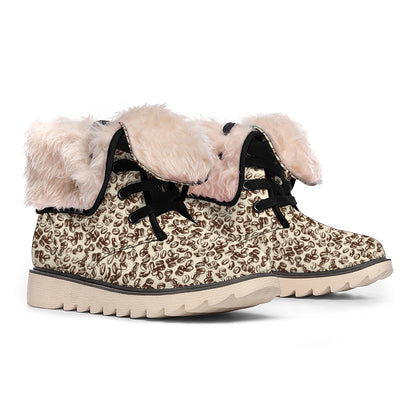 Vintage Coffee Bean Pattern Print Winter Boots