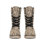 Vintage Coffee Bean Pattern Print Winter Boots