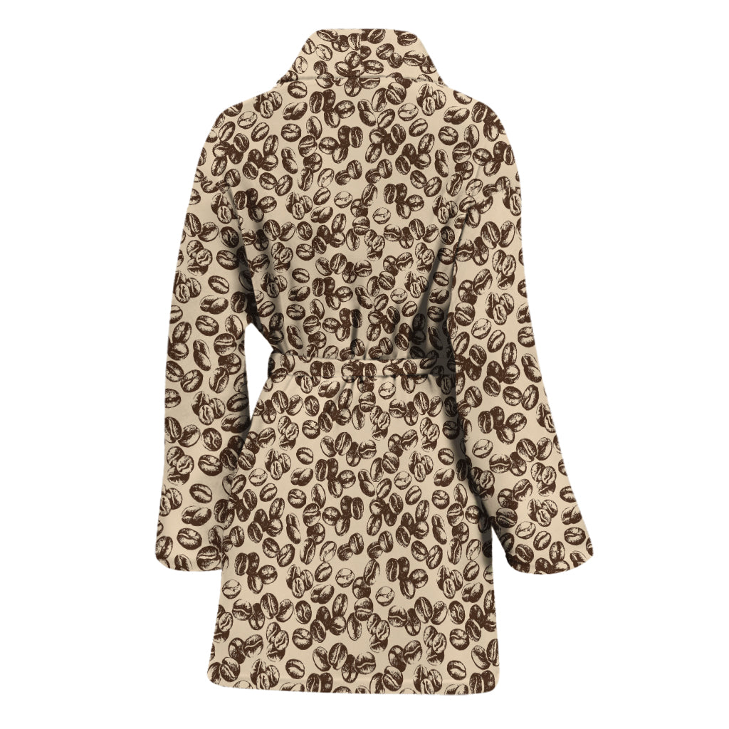 Vintage Coffee Bean Pattern Print Women's Bathrobe