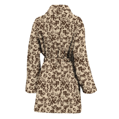 Vintage Coffee Bean Pattern Print Women's Bathrobe