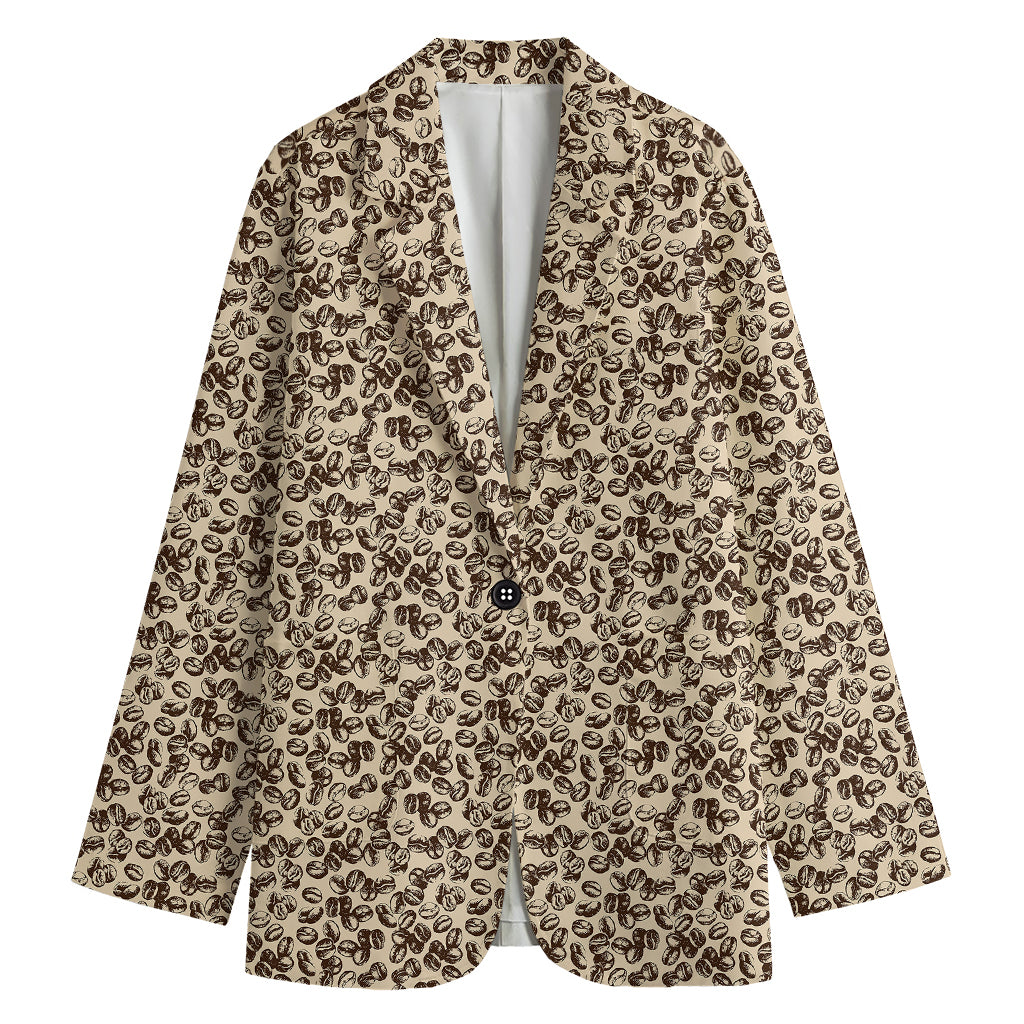 Vintage Coffee Bean Pattern Print Women's Blazer