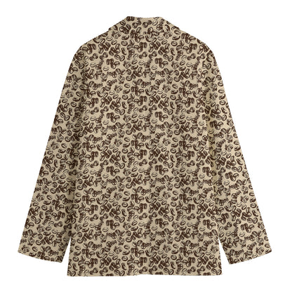 Vintage Coffee Bean Pattern Print Women's Blazer