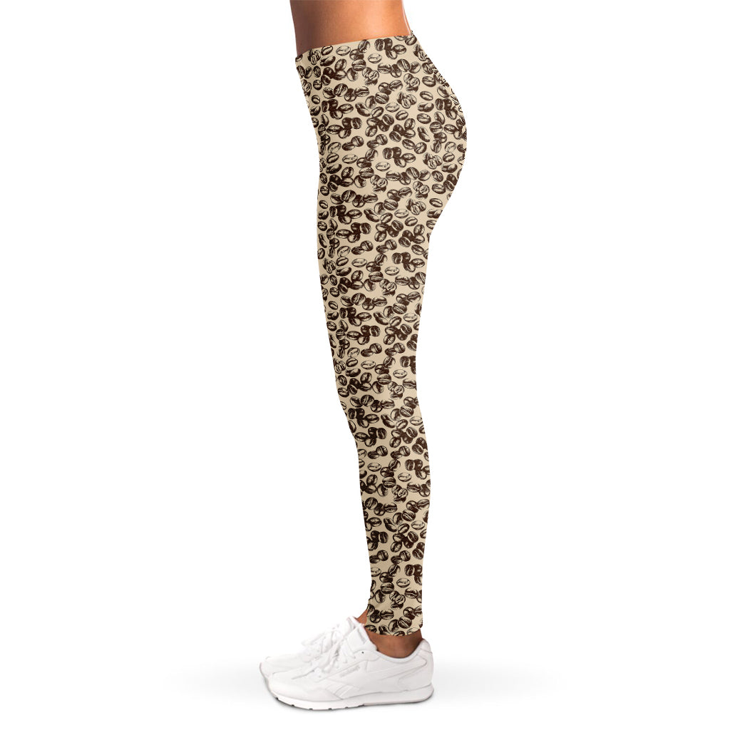 Vintage Coffee Bean Pattern Print Women's Leggings